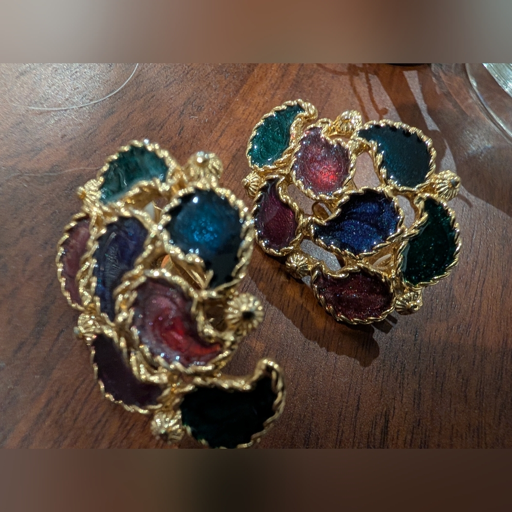 Elegant Gold and Multicolor Statement Earrings